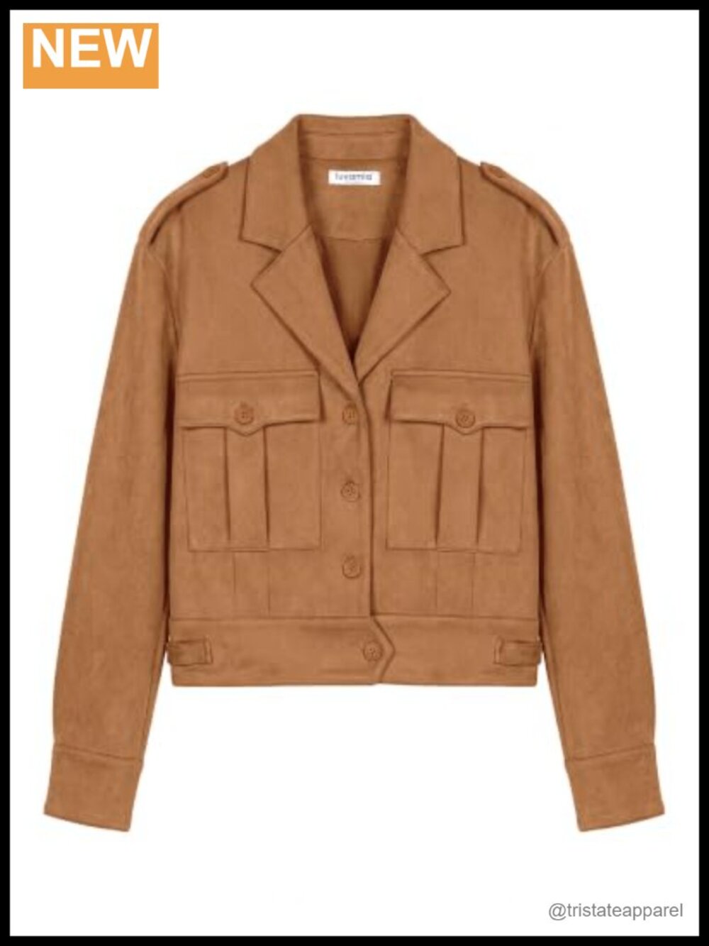 Faux Suede Cropped Jacket Button Down Long Sleeve Western Coat
